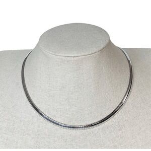 Italian Genuine Solid Sterling‎ Silver 6mm 18" Omega Chain Layering Necklace